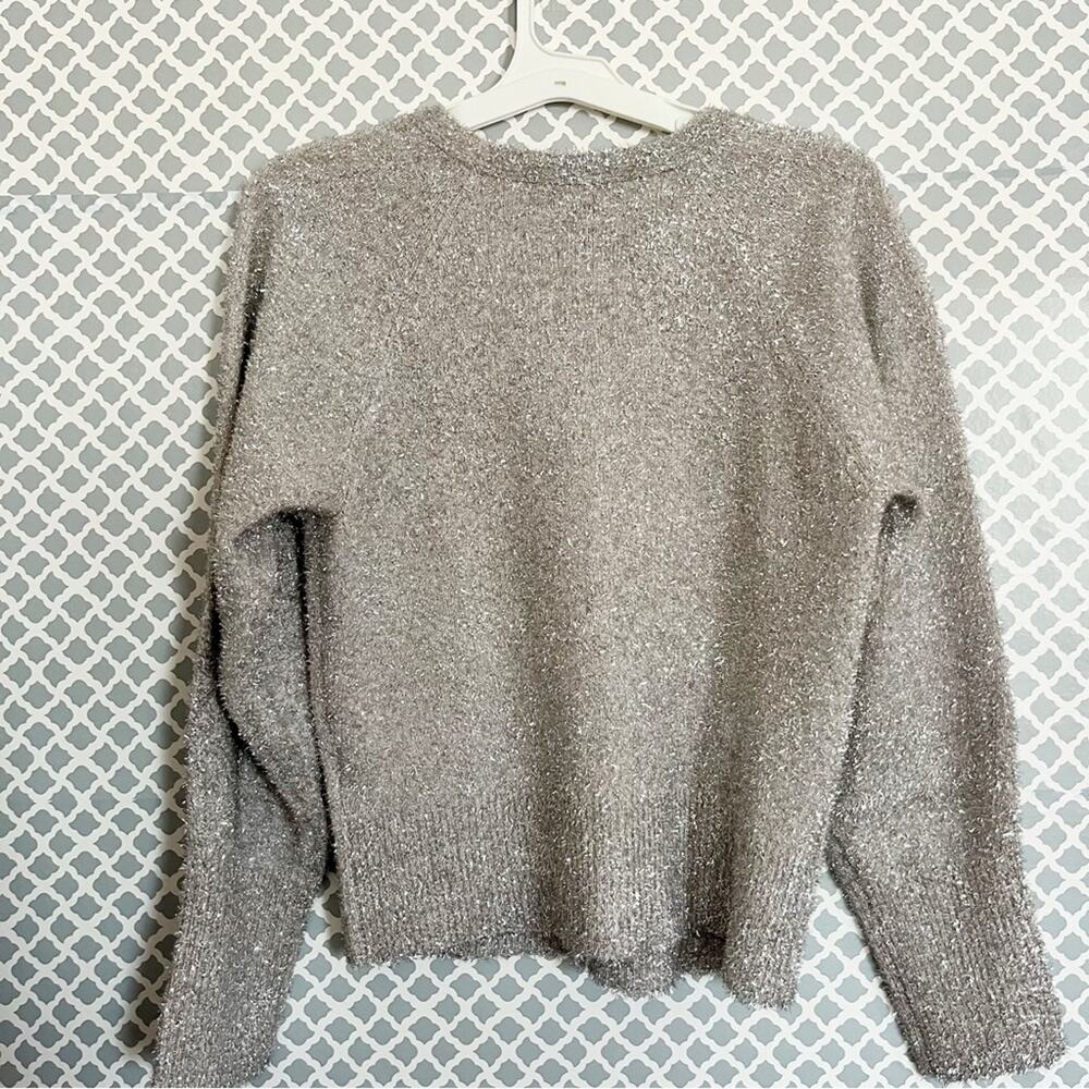 Sparkle Eyelash Cardigan INC International Concepts Metallic Silver, Size XL - Picture 6 of 8